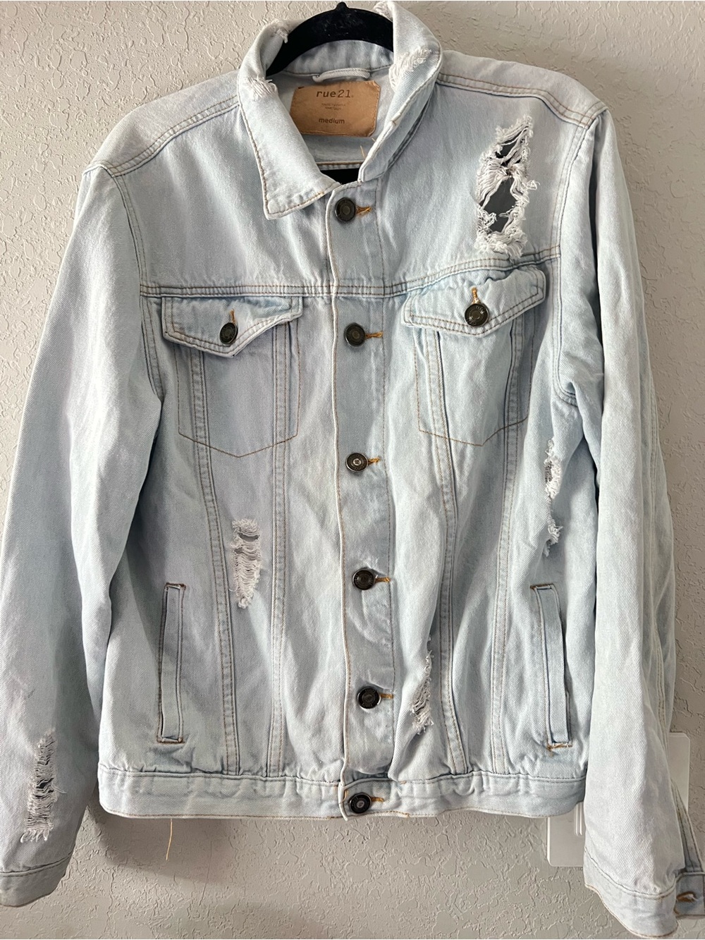 Rue21 Light Blue Distressed Denim Jacket